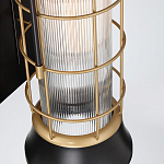 Настенный фонарь цилиндрической формы с рифленым стеклом в золотом каркасе на черном прямоугольном основании Eurofase варинант исполнения - 3 | Loft Concept в Тюмени