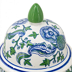 Ваза с крышкой и зелено-голубым рисунком на белом фоне 51 см Blue & White Ornament варинант исполнения - 3 | Loft Concept в Тюмени
