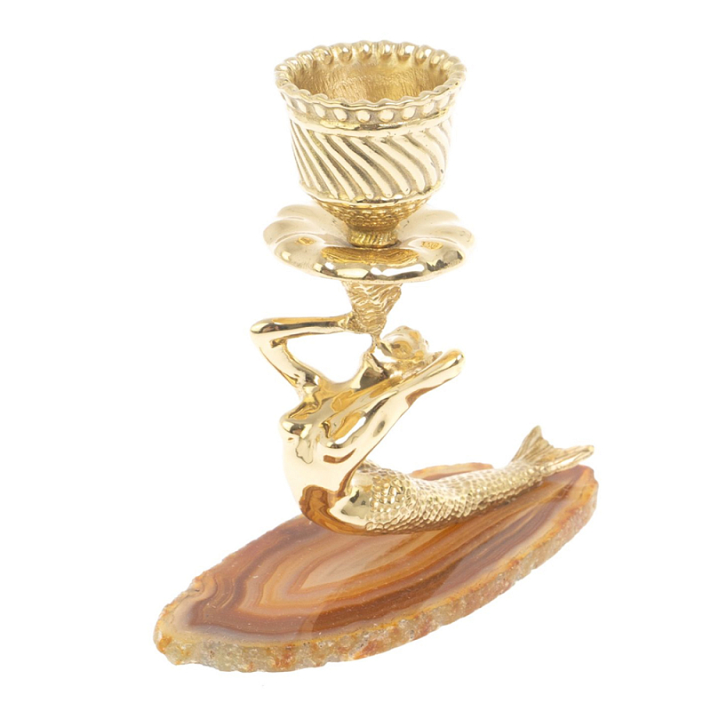 Подсвечник из натурального камня агат светло-коричневый Stone Candlestick Бежевый Золотой Подсвечник из натурального камня агат светло-коричневый Stone Candlestick Бежевый Золотой в Тюмени | Loft Concept