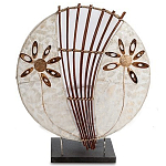 Настольная лампа из перламутра и дерева на подставке Indonesian Shell Flower варинант исполнения - 1 | Loft Concept в Тюмени