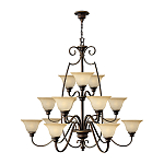 Люстра трехъярусная бронзового цвета с 15-ю кремовыми плафонами в форме чаш Hinkley варинант исполнения - 2 | Loft Concept в Тюмени