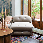 Дизайнерский угловой диван с велюровой светло-коричневой обивкой Fosse Sofa варинант исполнения - 6 | Loft Concept в Тюмени