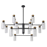 Люстра потолочная с 16-ю цилиндрическими плафонами из стекла и черным каркасом Noir Poise варинант исполнения - 1 | Loft Concept в Тюмени