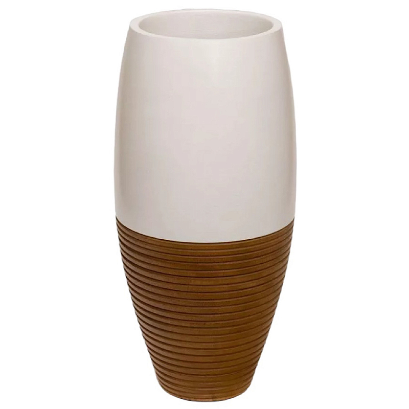 Ваза деревянная белая Vase of Thailand Белый Светло-коричневый  в Тюмени | Loft Concept 