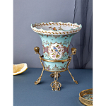 Ваза из голубого фарфора с рисунком птиц и цветов и декоративными элементами Blue Garden варинант исполнения - 6 | Loft Concept в Тюмени