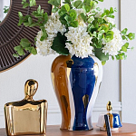 Ваза с крышкой и мазками синего и золого цвета на белом фоне Chinoiserie Ceramics варинант исполнения - 4 | Loft Concept в Тюмени