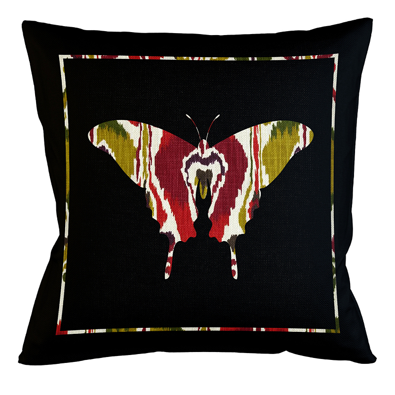 Подушка декоративная бабочка цветной узор Ikat Pattern Мульти Бежевый Черный Подушка декоративная бабочка цветной узор Ikat Pattern Мульти Бежевый Черный в Тюмени | Loft Concept