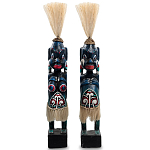 Комплект из 2-х деревянных статуэток Asmat Straw Headdress Statuettes Blue Red варинант исполнения - 4 | Loft Concept в Тюмени