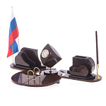 Настольный письменный набор из природного камня обсидиана коричневого Team leader варинант исполнения - 2 | Loft Concept в Тюмени