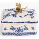 Фарфоровая шкатулка с бронзовой стрекозой Blue and White варинант исполнения - 4 | Loft Concept в Тюмени