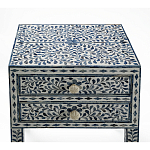 Тумбочка прикроватная White Pearl BEDSIDE CABINET 2 blue DRAWER варинант исполнения - 2 | Loft Concept в Тюмени