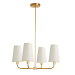 Люстра золотая с белыми тканевыми абажурами Coolness варинант исполнения - 1 | Loft Concept в Тюмени