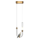 Подвесной светильник с декоративной фигуркой птицы на прозрачной изогнутой трубке Ganthea варинант исполнения - 3 | Loft Concept в Тюмени