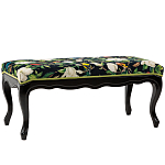 Банкетка из натурального бука черная с изображением птиц и цветов Blooming Birds варинант исполнения - 1 | Loft Concept в Тюмени