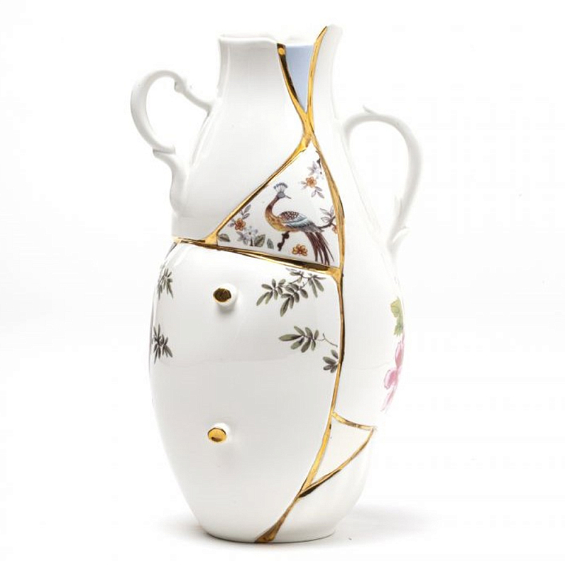 Ваза Seletti Kintsugi high Белый Золотой Ваза Seletti Kintsugi high Белый Золотой в Тюмени | Loft Concept