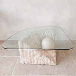 Дизайнерский журнальный стол в виде раковины с жемчужиной под прозрачной столешницей Fahin варинант исполнения - 1 | Loft Concept в Тюмени