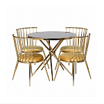 Обеденный стол с чёрной круглой столешницей на золотых ножках Rive Gauche Table варинант исполнения - 3 | Loft Concept в Тюмени