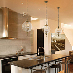 Подвесной светильник с прозрачным шарообразным стеклянным плафоном Feiss варинант исполнения - 6 | Loft Concept в Тюмени