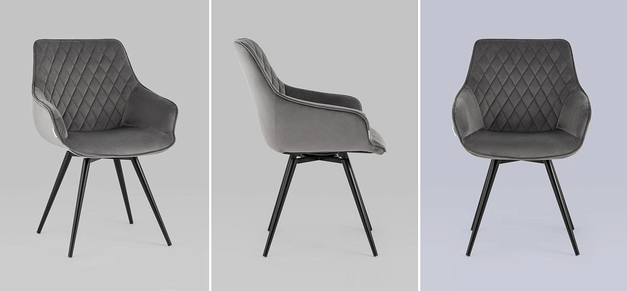 Вращающийся Стул Seoul Chair Серый Велюр Вращающийся Стул Seoul Chair Серый Велюр - Loft-Concept в Тюмени