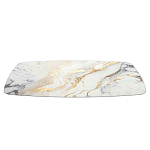 Обеденный стол с прямоугольной столешницей из стекла на черных металлических ножках White Marble варинант исполнения - 3 | Loft Concept в Тюмени