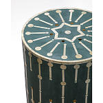 Приставной круглый столик с инкрустацией blue Mandika Bone Inlay  варинант исполнения - 1 | Loft Concept в Тюмени