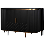 Комод черный округлой формы с рельефным фасадом Black Cut варинант исполнения - 1 | Loft Concept в Тюмени