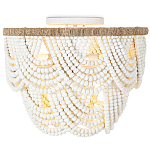 Круглый потолочный светильник с подвесками из круглых деревянных бусин Wooden Beads White Ceiling Lamp варинант исполнения - 1 | Loft Concept в Тюмени