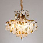 Люстра подвесная с белыми и золотыми круглыми подвесками Диаметр 70 см SHELL Chandelier варинант исполнения - 2 | Loft Concept в Тюмени