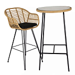 Барный столик с круглой плетеной столешницей Wicker Table Top варинант исполнения - 3 | Loft Concept в Тюмени