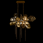 Люстра подвесная с 18-ю стеклянными плафонами с вертикальными подвесками Gilded Mirage  варинант исполнения - 3 | Loft Concept в Тюмени