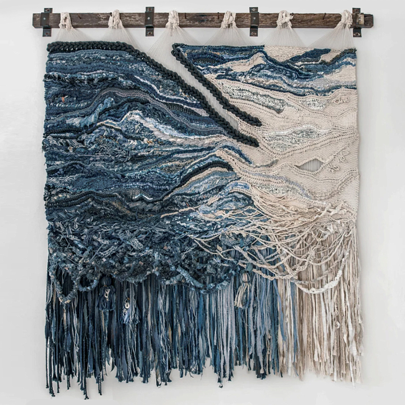 Большой гобелен в синих оттенках Blue Undine Бежевый Синий в Тюмени | Loft Concept 