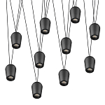 Подвесной светильник черными плафонами на длинных пересекающихся тросах Construction варинант исполнения - 9 | Loft Concept в Тюмени