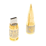 Флешка на 32 гб в виде патрона с гравировкой Герба РФ в подарочной коробке Metal Flash Drive варинант исполнения - 3 | Loft Concept в Тюмени