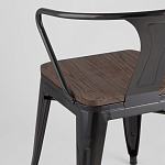 Черный глянцевый стул с сиденьем из натурального дерева TOLIX варинант исполнения - 7 | Loft Concept в Тюмени