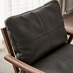 Кресло c каркасом из массива дерева и мягкой кожаной обивкой Walnut Armchair варинант исполнения - 5 | Loft Concept в Тюмени