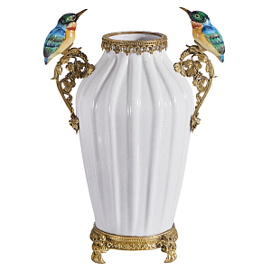 Ваза белого цвета из фарфора с птичкми White Garden