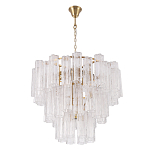 Люстра круглая многоярусная с прозрачными подвесками из стекла Hexagon Tube Light варинант исполнения - 2 | Loft Concept в Тюмени