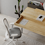 Стол письменный с выдвижным ящиком цвета древесины LEILA WORKING TABLE OAK ANTHRACITE варинант исполнения - 9 | Loft Concept в Тюмени