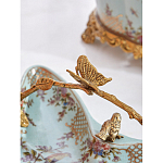 Блюдо из голубого фарфора с бронзовой ручкой в виде ветки Blue Garden варинант исполнения - 5 | Loft Concept в Тюмени