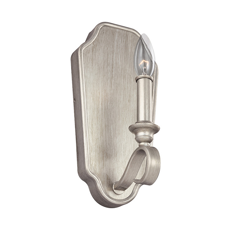 Бра серебрянного цвета с лампой в виде свечи на изогнутой ножке Feiss Серебряный в Тюмени | Loft Concept 