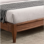 Кровать двуспальная с каркасом из дерева и мягким изголовьем Moon Walnut Bed варинант исполнения - 7 | Loft Concept в Тюмени