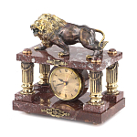 Часы настольные из креноида и бронзы с декором в виде льва Lion Stone Clock варинант исполнения - 3 | Loft Concept в Тюмени