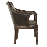 Кресло кожаное на 4-х деревянных ножках из массива березы Ethan Armchair brown варинант исполнения - 1 | Loft Concept в Тюмени