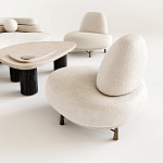 Кресло Vinsen обивка букле молочного цвета варинант исполнения - 1 | Loft Concept в Тюмени