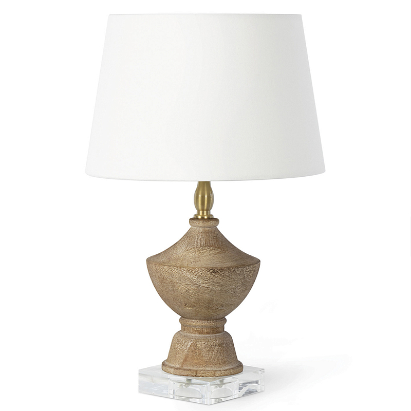 Настольная лампа деревянная с белым абажуром Wooden Table Lamp Коричневый Латунь Белый Настольная лампа деревянная с белым абажуром Wooden Table Lamp Коричневый Латунь Белый в Тюмени | Loft Concept