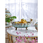 Чаша из голубого фарфора на бронзовых ножках с рисунком цветов и фигурками стрекоз Blue Garden варинант исполнения - 2 | Loft Concept в Тюмени