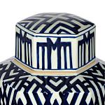 Ваза с крышкой и графическим узором в сине-белых цветах Blue & White Ornament  варинант исполнения - 4 | Loft Concept в Тюмени
