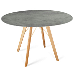 Стол обеденный с серой овальной столешницей из керамики на четырех деревянных ножках Gray Ceramics варинант исполнения - 6 | Loft Concept в Тюмени