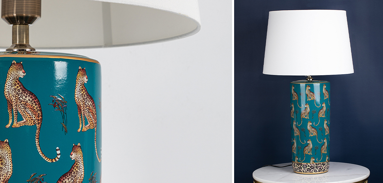 Настольная лампа с абажуром Leopard Lampshade Emerald Настольная лампа с абажуром Leopard Lampshade Emerald - Loft-Concept в Тюмени