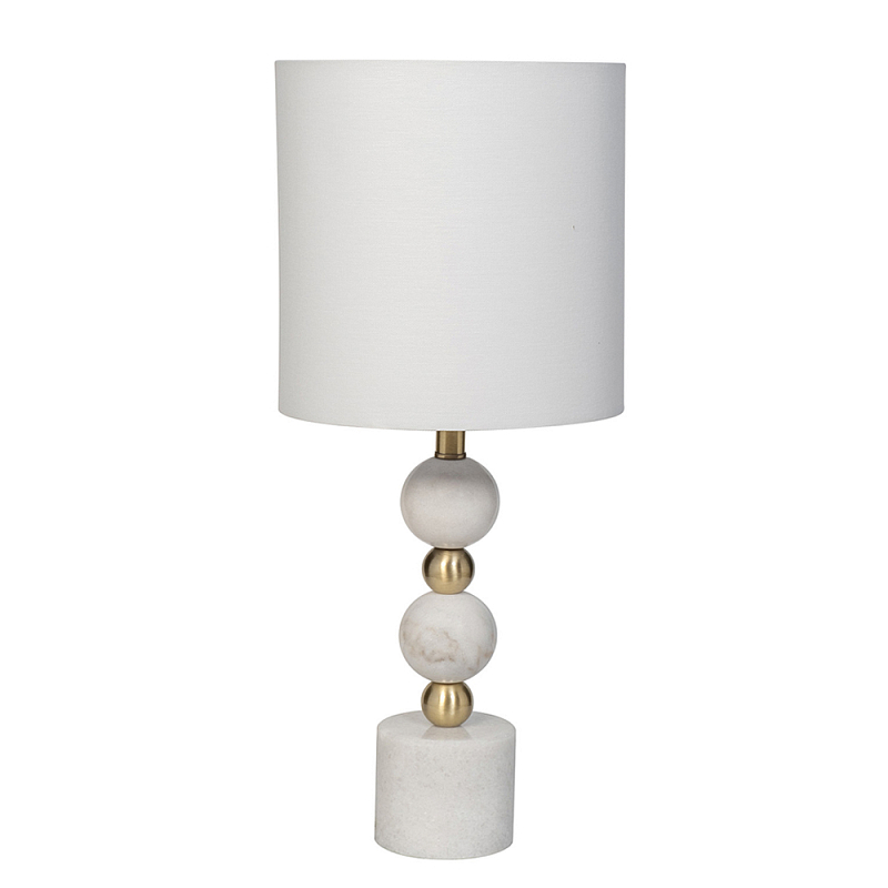 Лампа настольная с каркасом из мраморных шаров и белым абажуром Floor lamp Jewelry Белый Золотой в Тюмени | Loft Concept 